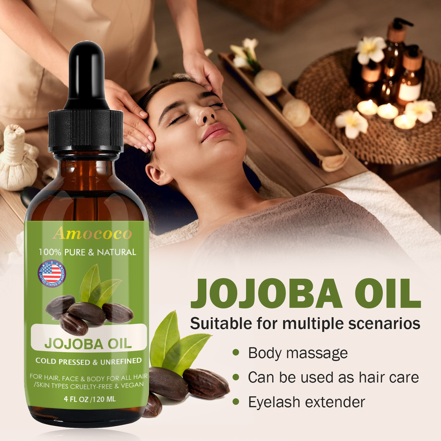 Amococo 2pcs Jojoba Oil and Ro - Pure Beauty Hair & Makeup recension och pris