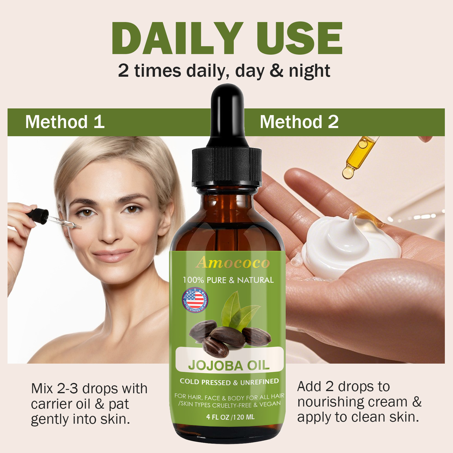 Amococo 2pcs Jojoba Oil and Ro - Pure Beauty Hair & Makeup recension och pris
